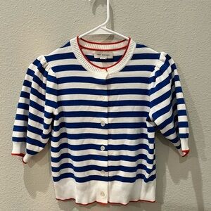 Chic Blue and White Striped Cardigan